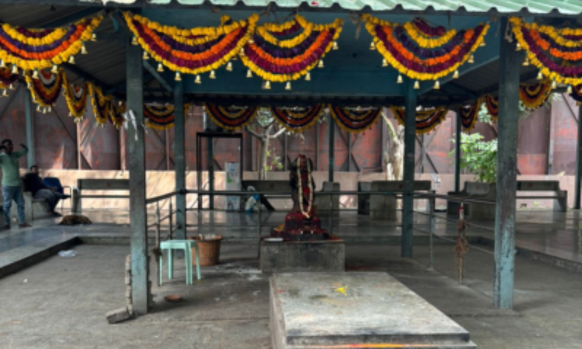 outside of wooden crematorium