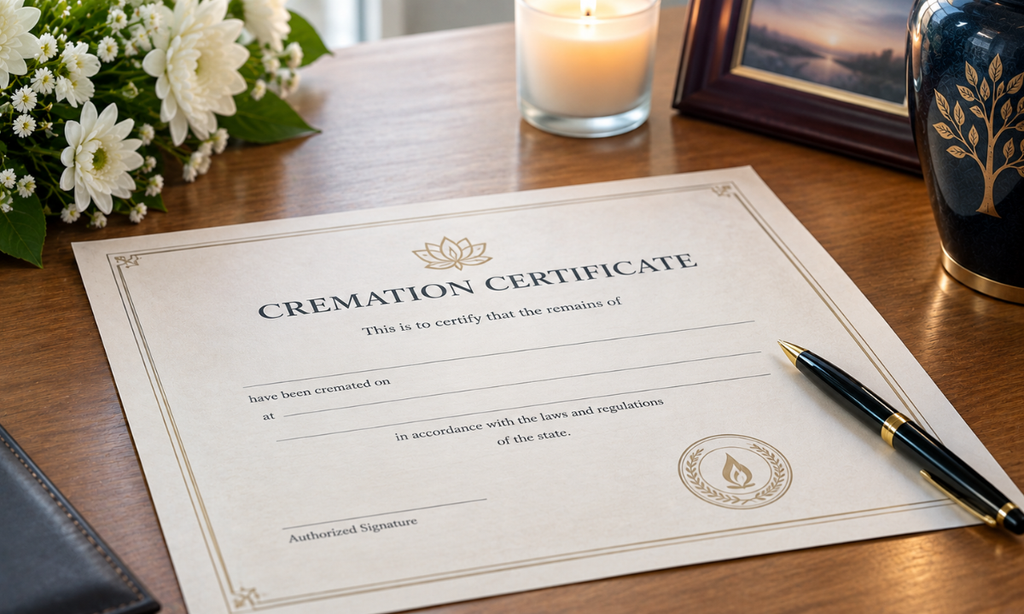 Cremation certificate for ashes repatriation