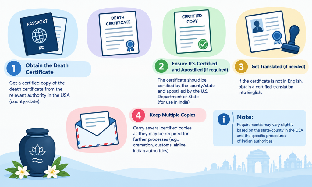 Documents required for ashes repatriation from USA to India