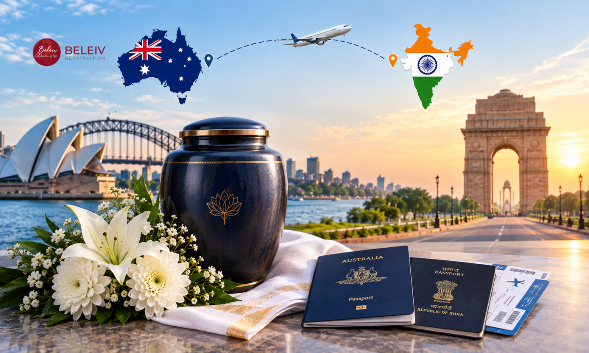 Mortal remains from Australia to India
