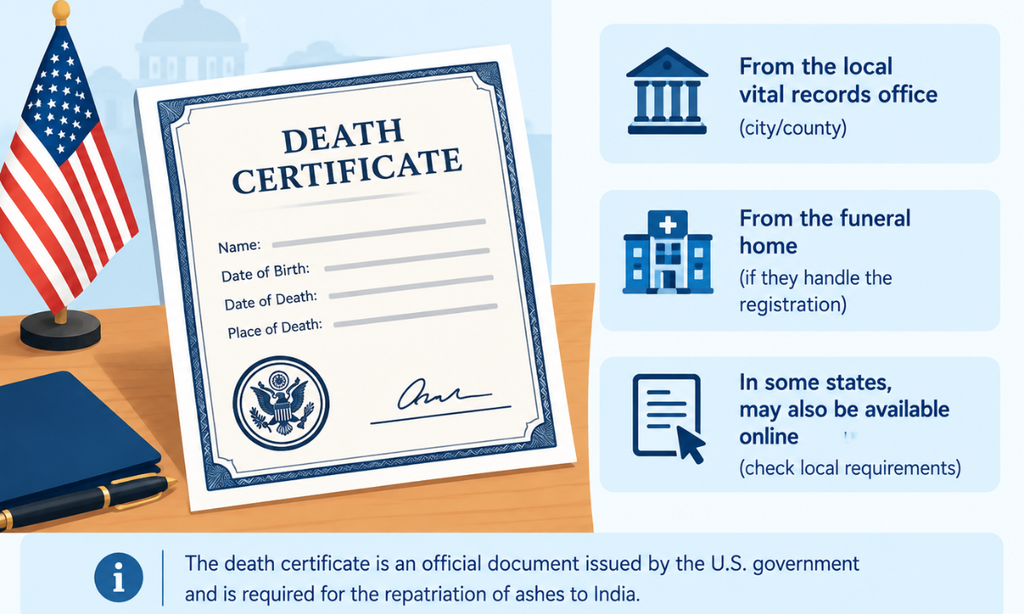 Obtaining a death certificate for ashes repatriation
