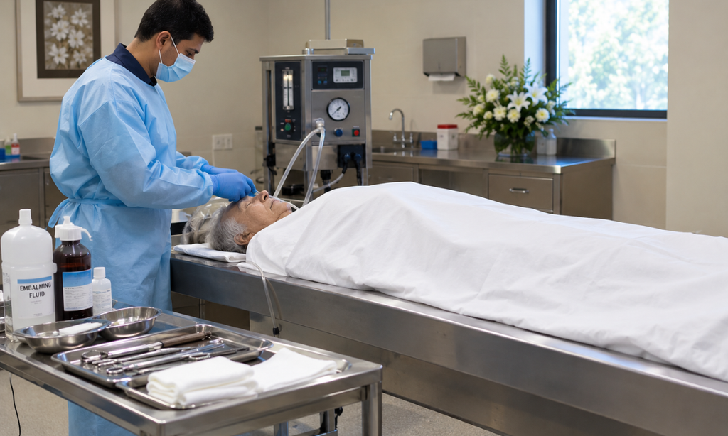 Embalming and preparation of mortal remains for repatriation