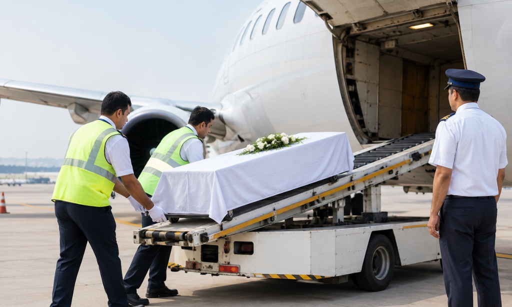 Air transportation of mortal remains for repatriation to India