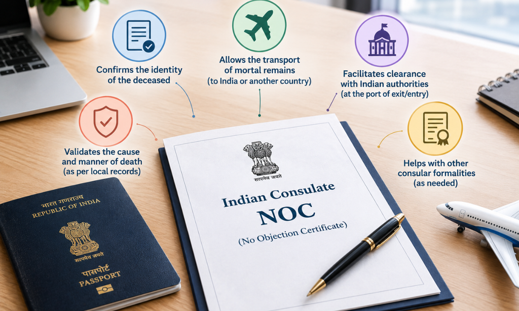 Indian Consulate NOC for repatriation of mortal remains to India
